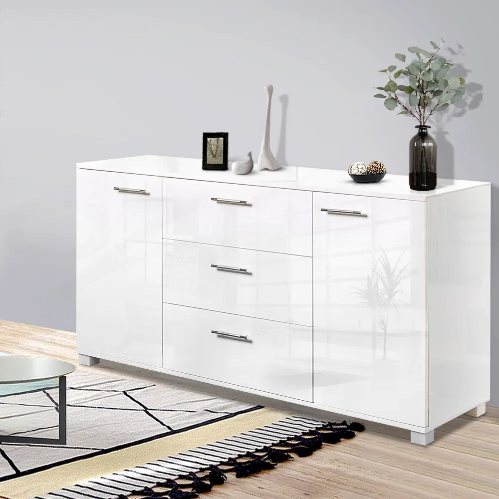 Artiss Buffet Sideboard High Gloss - White - Image 8