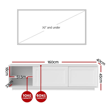 Artiss TV Unit Entertainment Unit Storage Cabinet 160cm White - Image 3