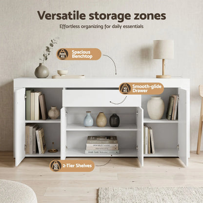 Artiss Buffet Sideboard Cabinet 180cm Cupboard Pantry Storage Drawer White DANA - Image 5