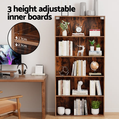Artiss Bookshelf 5 Tiers Walnut - Image 6