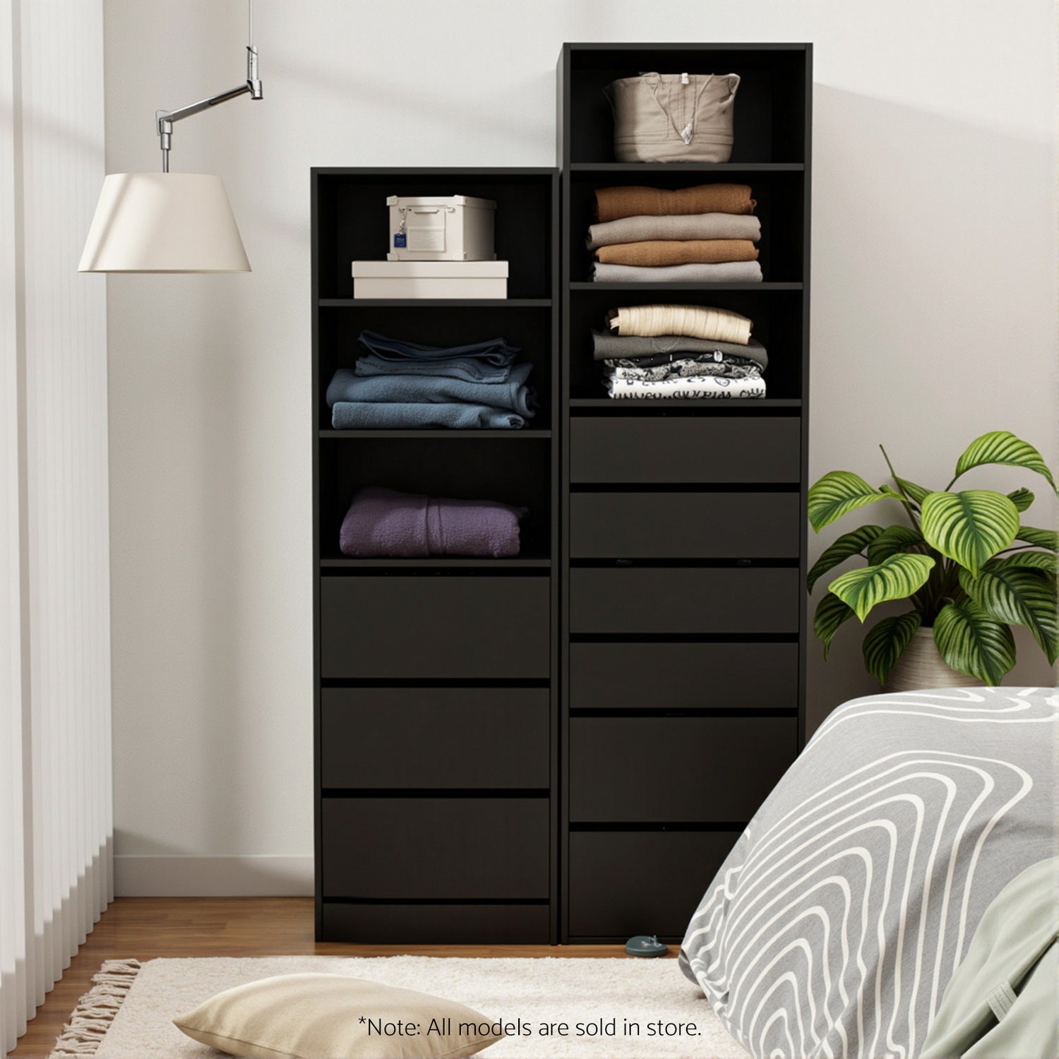Artiss 3 Chest of Drawers Tallboy Cabinet Black - Image 7
