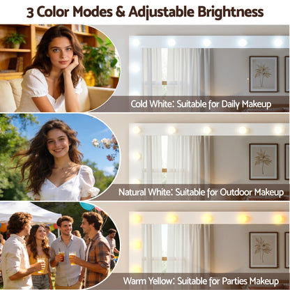 Artiss Dressing Table Vanity Desk Set LED Bulbs RGB Light White - Image 5