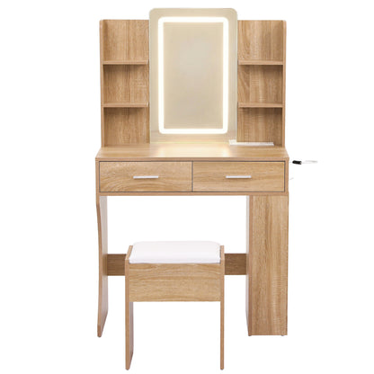 Artiss Dressing Table LED Vanity Desk Set Stool Wood - Image 4
