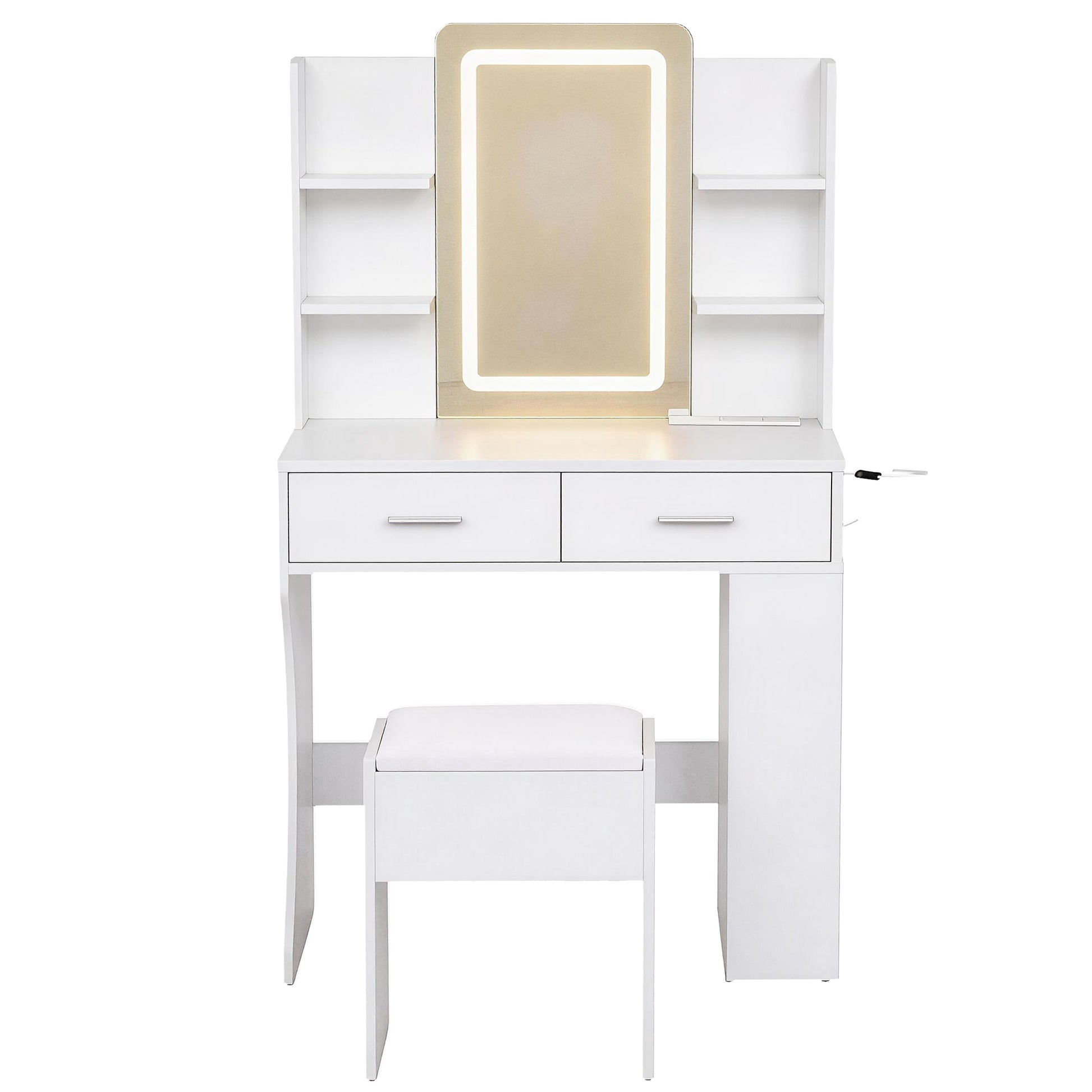 Artiss Dressing Table LED Vanity Desk Set Stool White - Image 4