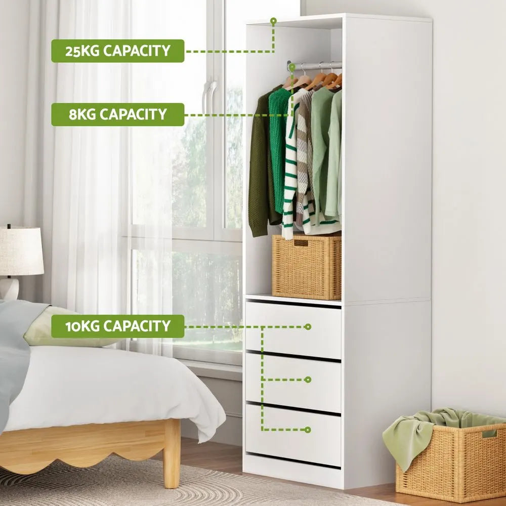 Artiss 2X Wardrobe Clothes Closet Storage Organiser Armoire White - Image 7