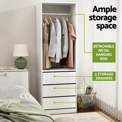 Artiss 2X Wardrobe Clothes Closet Storage Organiser Armoire White - Image 8