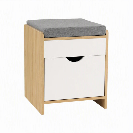 Artiss Storage Ottoman with Drawer 100kg Capacity Footrest Cushion Oak