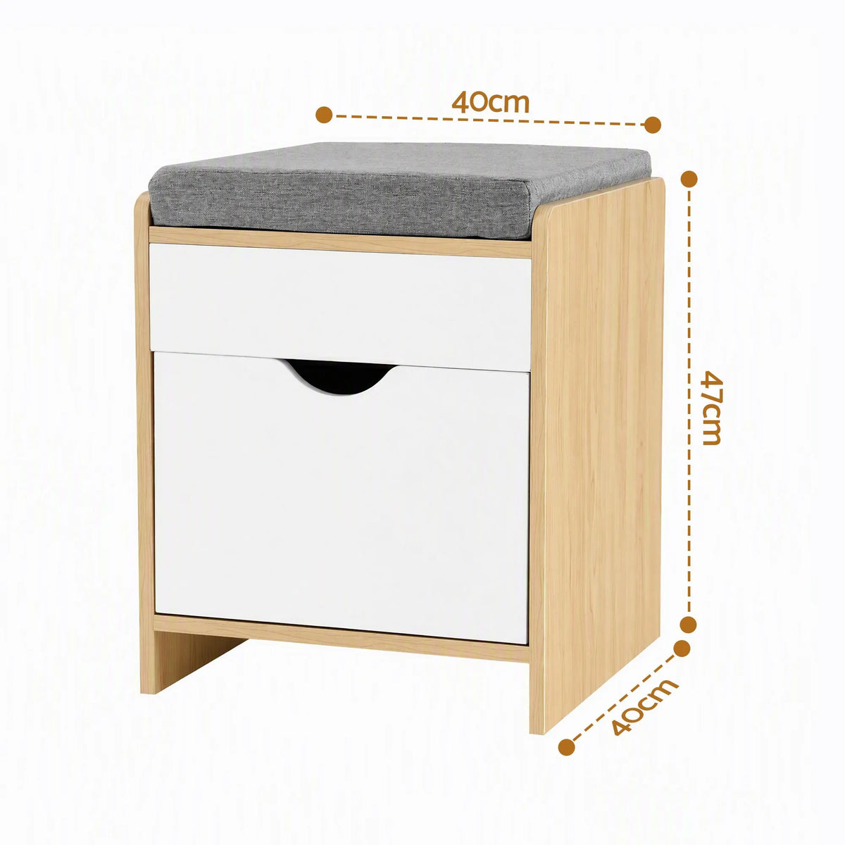 Artiss Storage Ottoman with Drawer 100kg Capacity Footrest Cushion Pine - Image 2