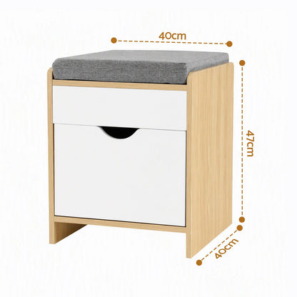 Artiss Storage Ottoman with Drawer 100kg Capacity Footrest Cushion Pine - Image 2