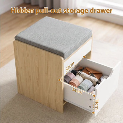 Artiss Storage Ottoman with Drawer 100kg Capacity Footrest Cushion Pine - Image 5