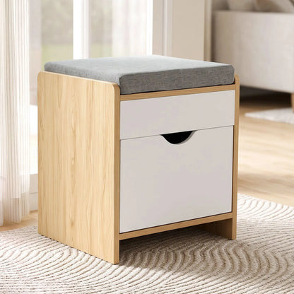 Artiss Storage Ottoman with Drawer 100kg Capacity Footrest Cushion Pine - Image 8