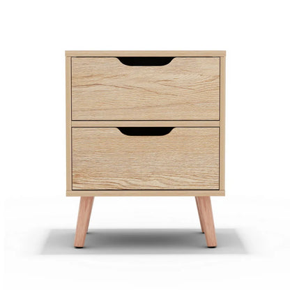 Artiss Bedside Table 2 Drawers Nightstand - BODEN Pine - Image 2