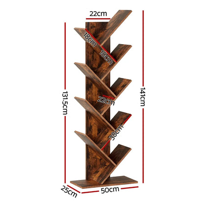 Artiss Tree Bookshelf 9 Tiers Walnut - Image 3