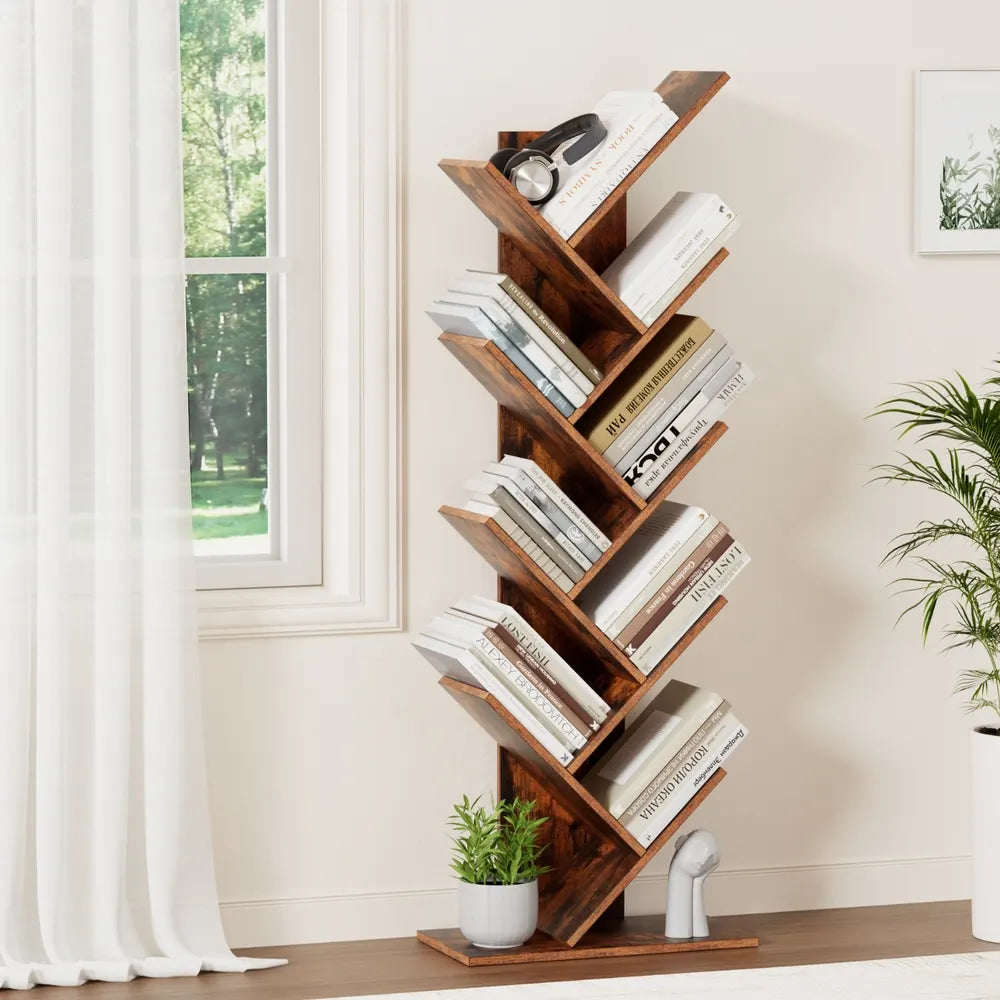 Artiss Tree Bookshelf 9 Tiers Walnut - Image 8