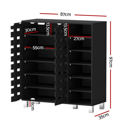 Artiss Shoe Rack Cabinet 6 Tier Storage Shelf Black - Image 2
