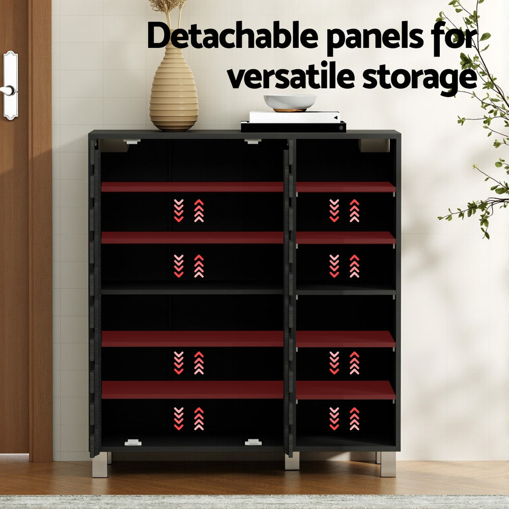 Artiss Shoe Rack Cabinet 6 Tier Storage Shelf Black - Image 4