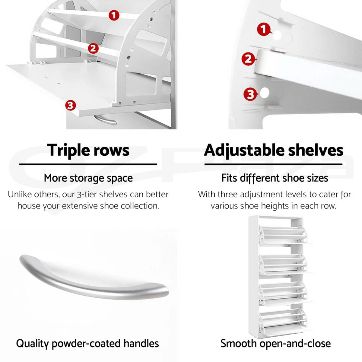 Artiss 2x Shoe Cabinet Storage Organiser 4 Flip Drawer White - Image 8