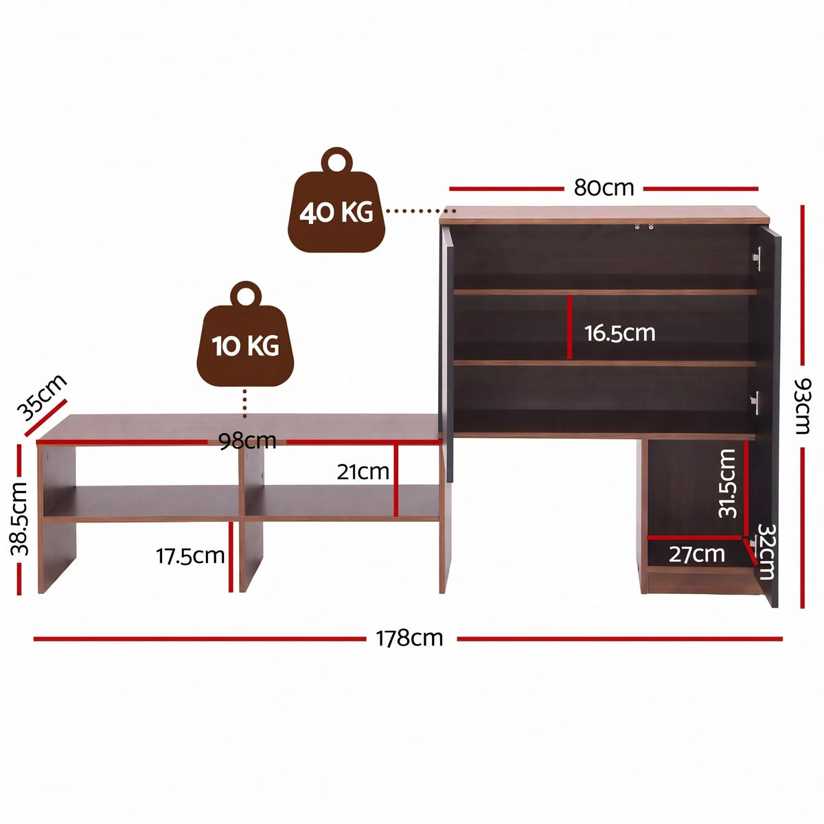 Artiss 2-IN-1 Shoe Cabinet Bench w/ Adjustable Shelf Hallway Walnut & Black - Image 4