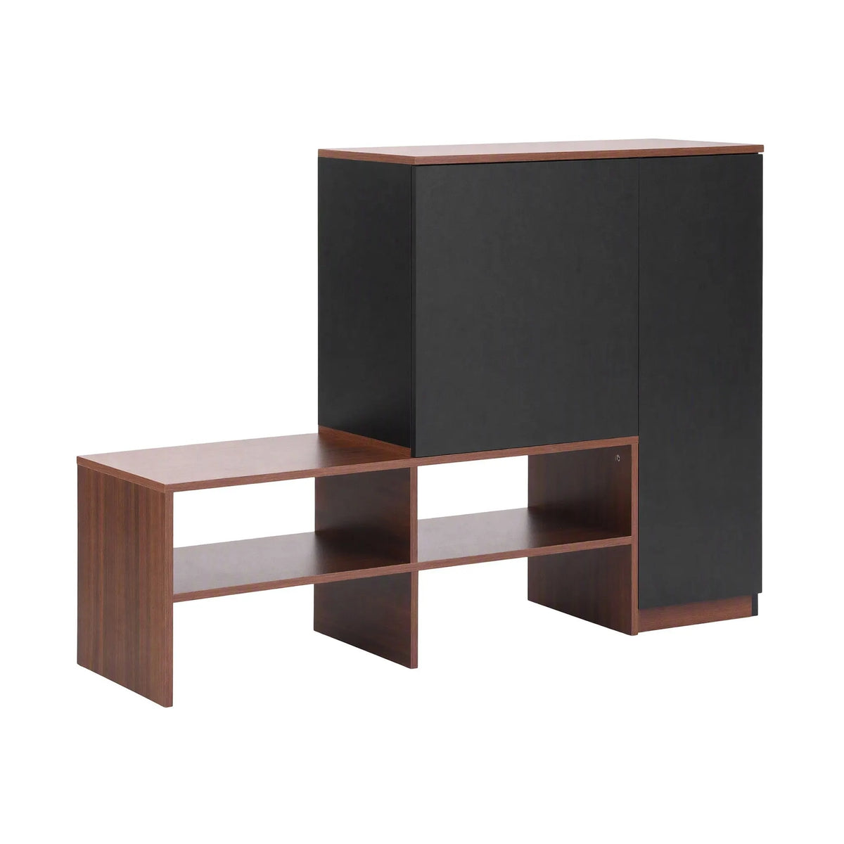 Artiss 2-IN-1 Shoe Cabinet Bench w/ Adjustable Shelf Hallway Walnut & Black - Image 5