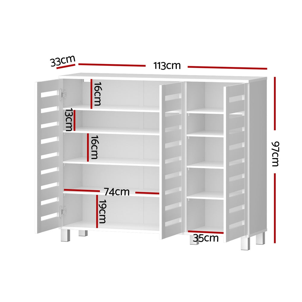 Artiss Shoe Rack Cabinet 30 Pairs Adjustable Shelf White - Image 2
