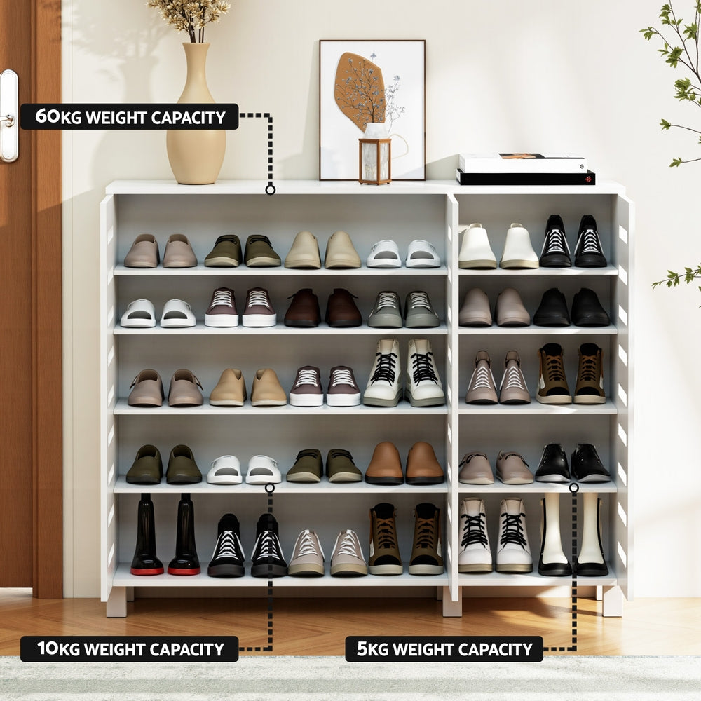 Artiss Shoe Rack Cabinet 30 Pairs Adjustable Shelf White - Image 6