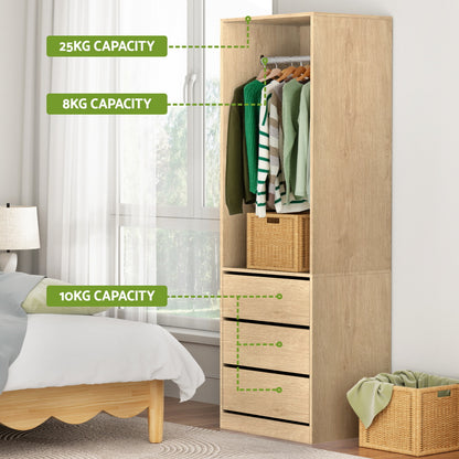 Artiss Wardrobe Clothes Closet Storage Organizer Pine - Image 6