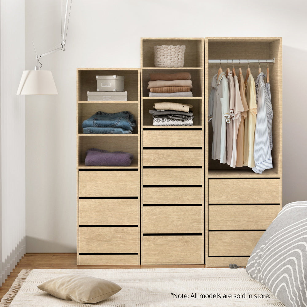 Artiss Wardrobe Clothes Closet Storage Organizer Pine - Image 7