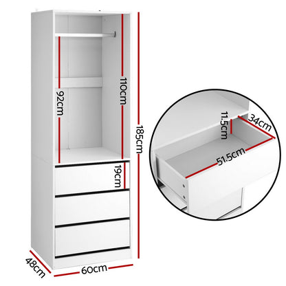 Artiss Wardrobe Clothes Closet Storage Organizer White - Image 2