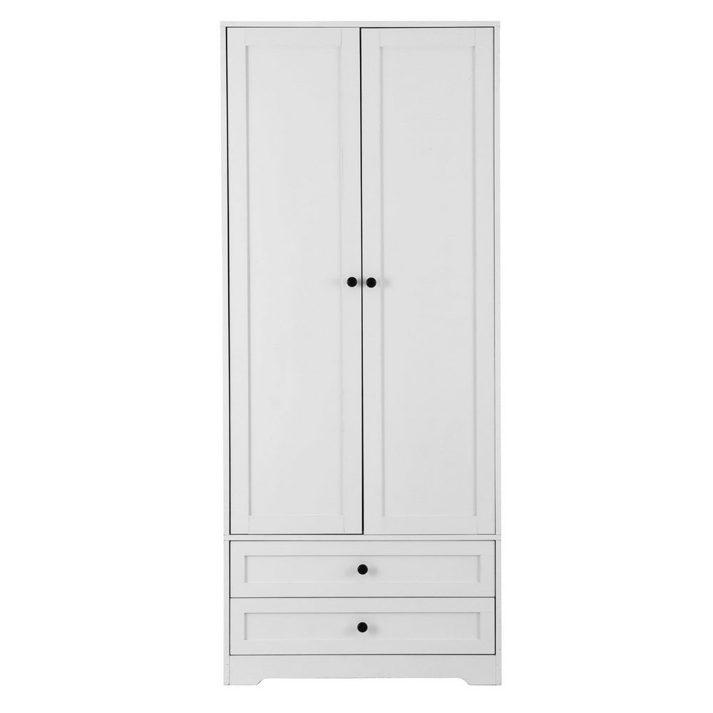 Artiss Wardrobe Clothes Closet Storage Organizer with 2 Doors White - Image 3