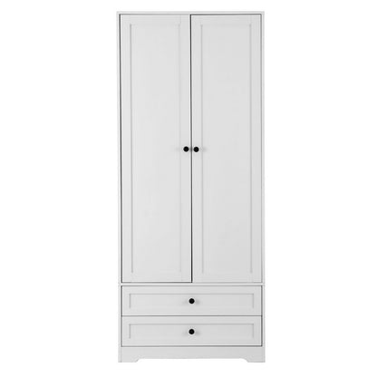 Artiss Wardrobe Clothes Closet Storage Organizer with 2 Doors White - Image 3