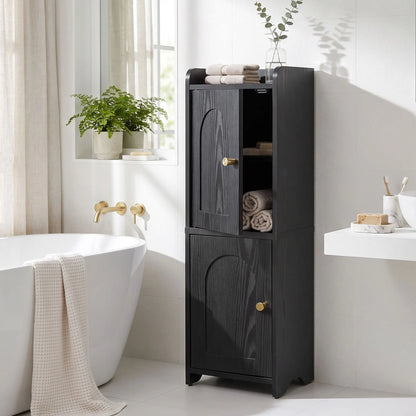 Artiss Bathroom Storage Cabinet Freestanding Cupboard Narrow Floor Shelf Black