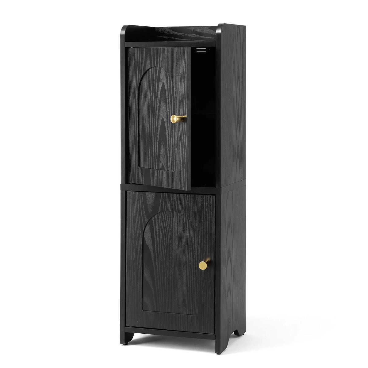 Artiss Bathroom Storage Cabinet Freestanding Cupboard Narrow Floor Shelf Black - Image 3