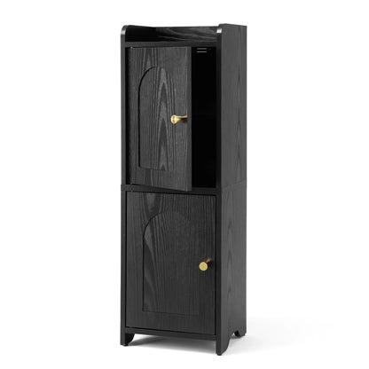 Artiss Bathroom Storage Cabinet Freestanding Cupboard Narrow Floor Shelf Black - Image 3