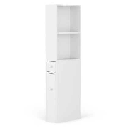 Artiss Bathroom Cabinet Storage Slim Organiser Drawer Toilet Corner 135cm White - Image 4