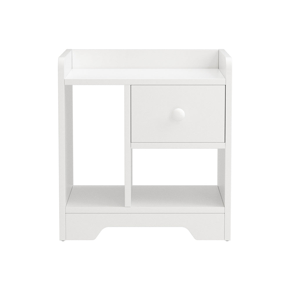 Artiss Bedside Table Drawer Nightstand Side End Table Storage Open Shelf White - Image 3