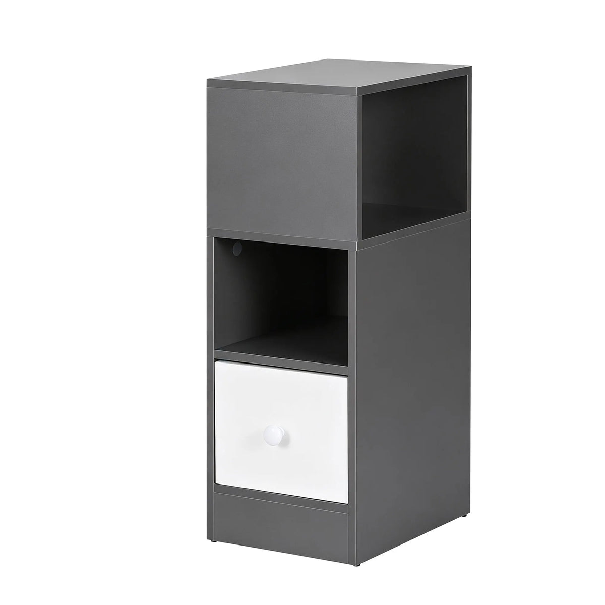 Artiss Narrow Bedside Table Grey Small Side Cabinet 1 Drawer - Image 3