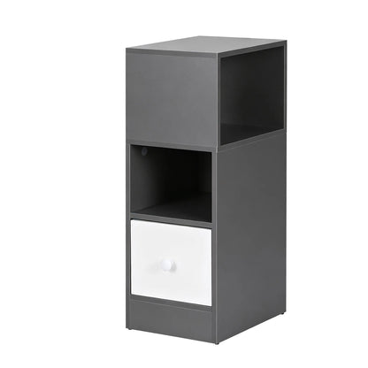 Artiss Narrow Bedside Table Grey Small Side Cabinet 1 Drawer - Image 3