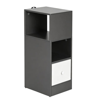 Artiss Narrow Bedside Table Grey Small Side Cabinet 1 Drawer - Image 5
