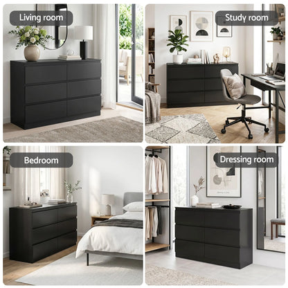 Artiss 6 Chest of Drawers Lowboy Black - Image 8