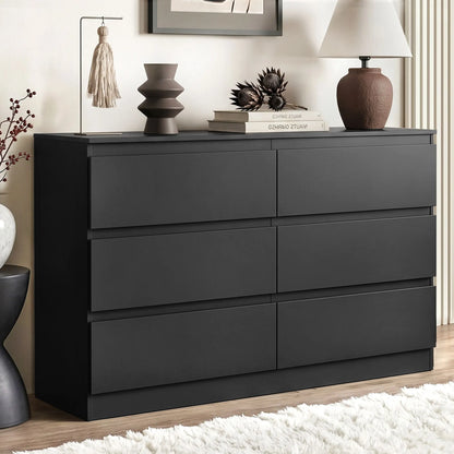 Artiss 6 Chest of Drawers Lowboy Black - Image 9