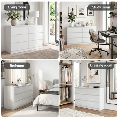 Artiss 6 Chest of Drawers Lowboy White - Image 8