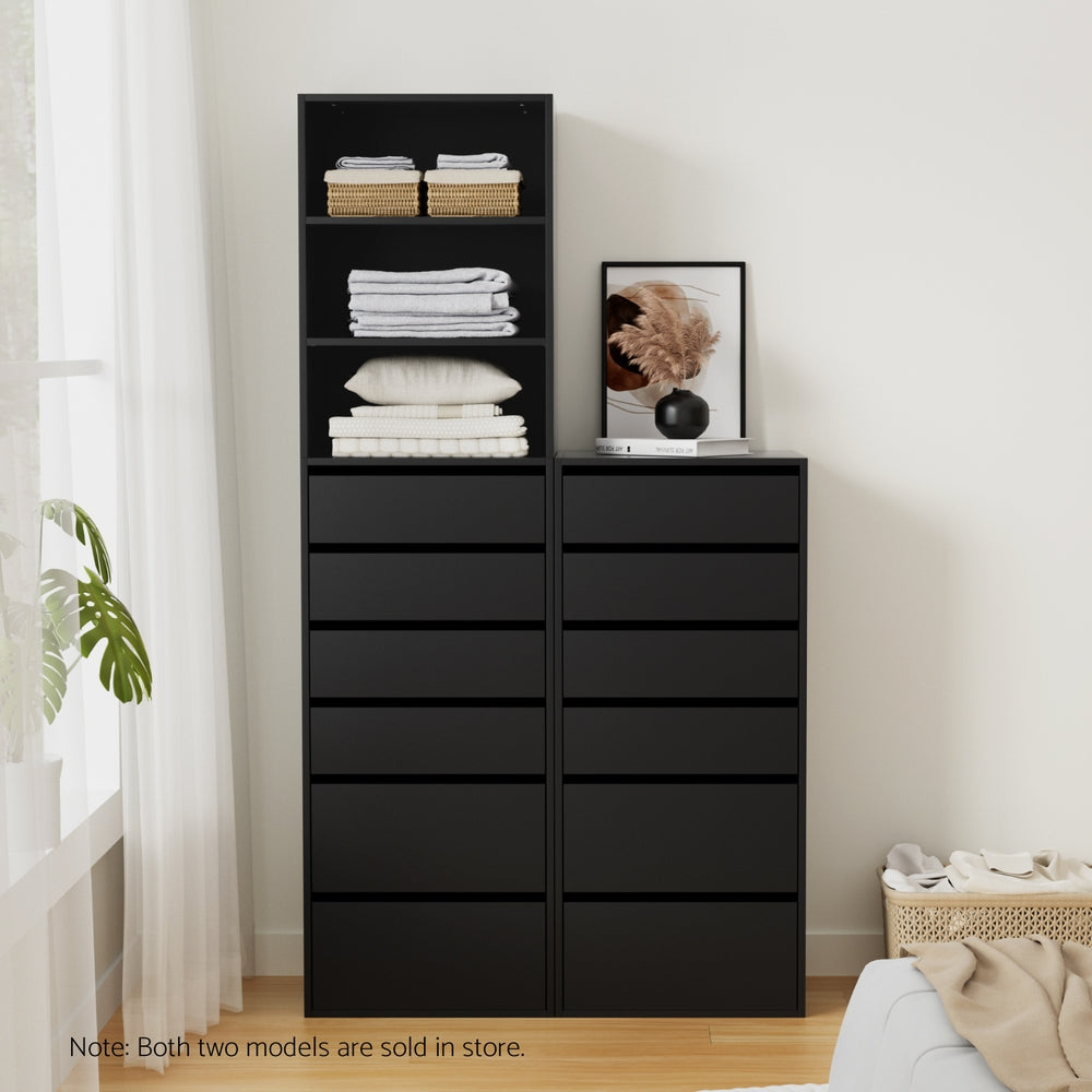 Artiss 6 Chest of Drawers Dresser Tallboy Black - Image 7