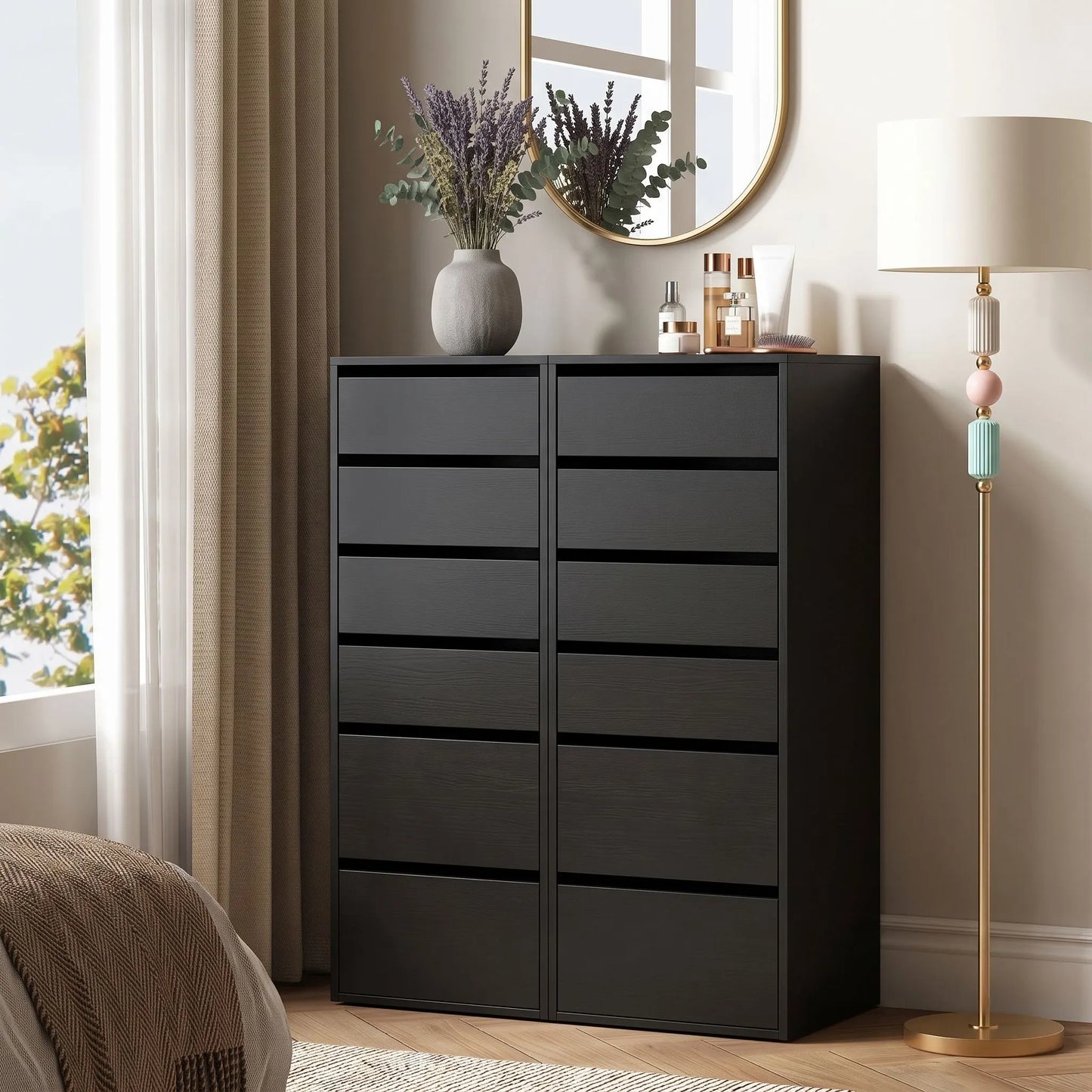 Artiss 2x Chest of 6 Drawers Dresser Tallboy Black
