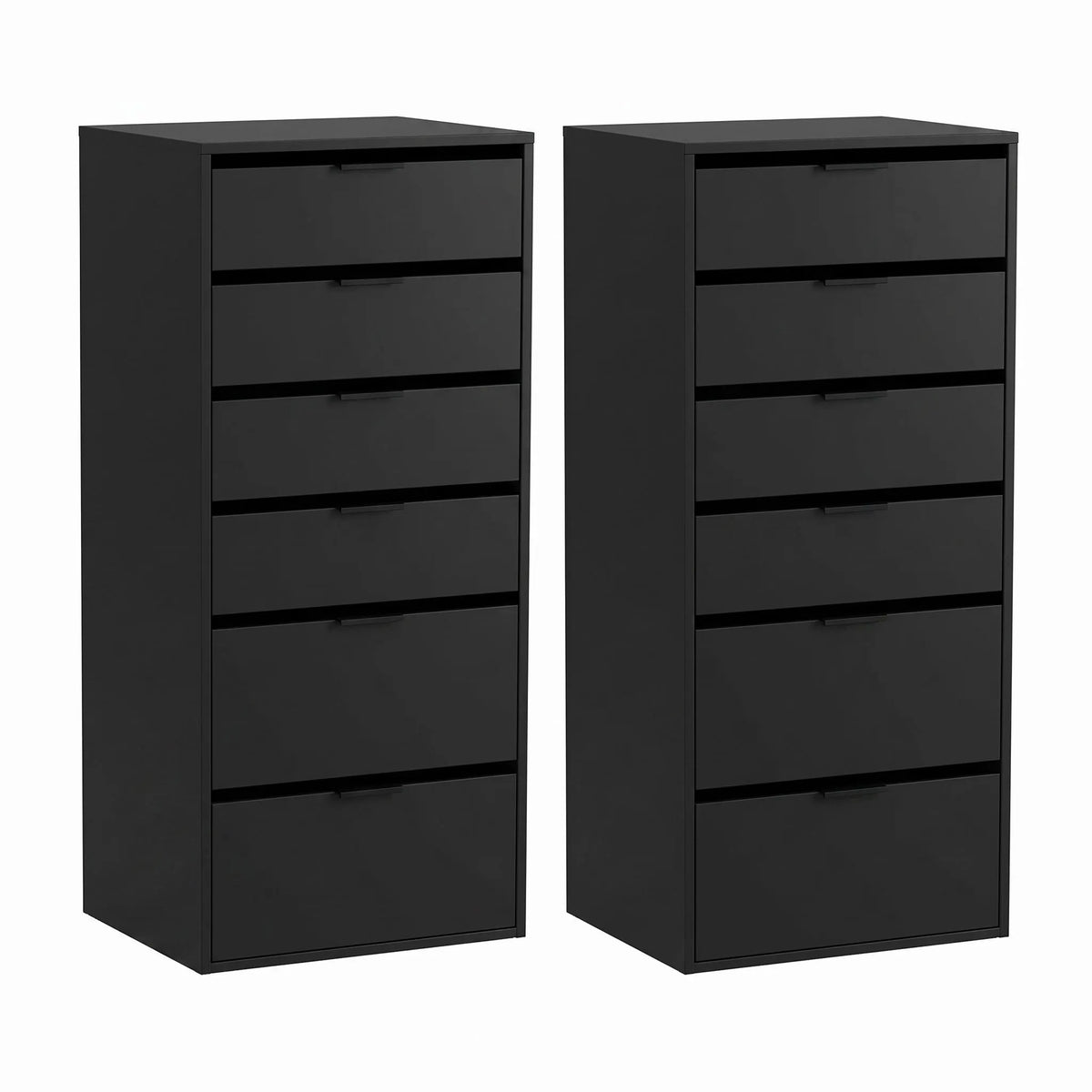 Artiss 2x Chest of 6 Drawers Dresser Tallboy Black - Image 2