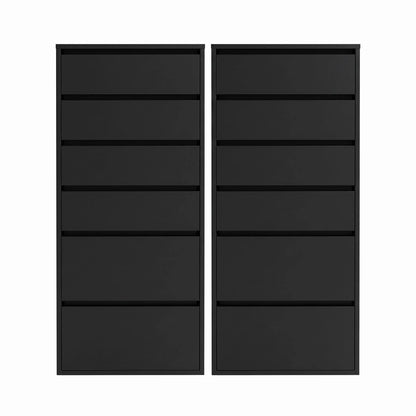 Artiss 2x Chest of 6 Drawers Dresser Tallboy Black - Image 5