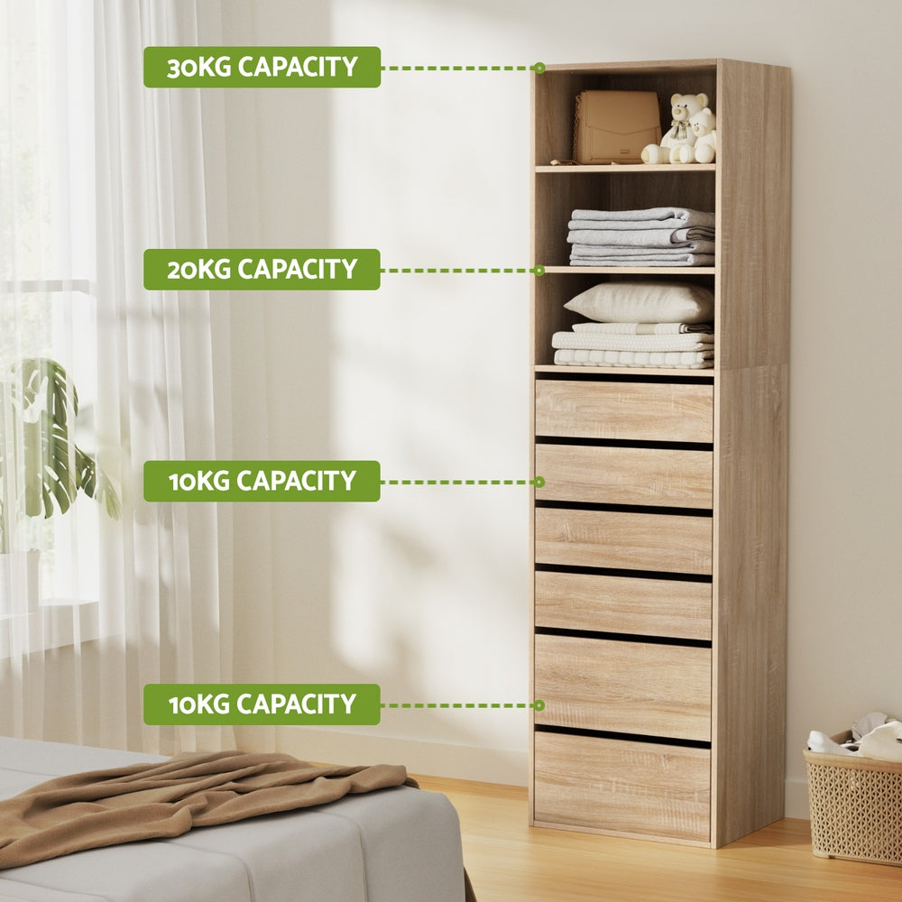 Artiss 6 Chest of Drawers Tallboy Cabinet Pine - Image 6