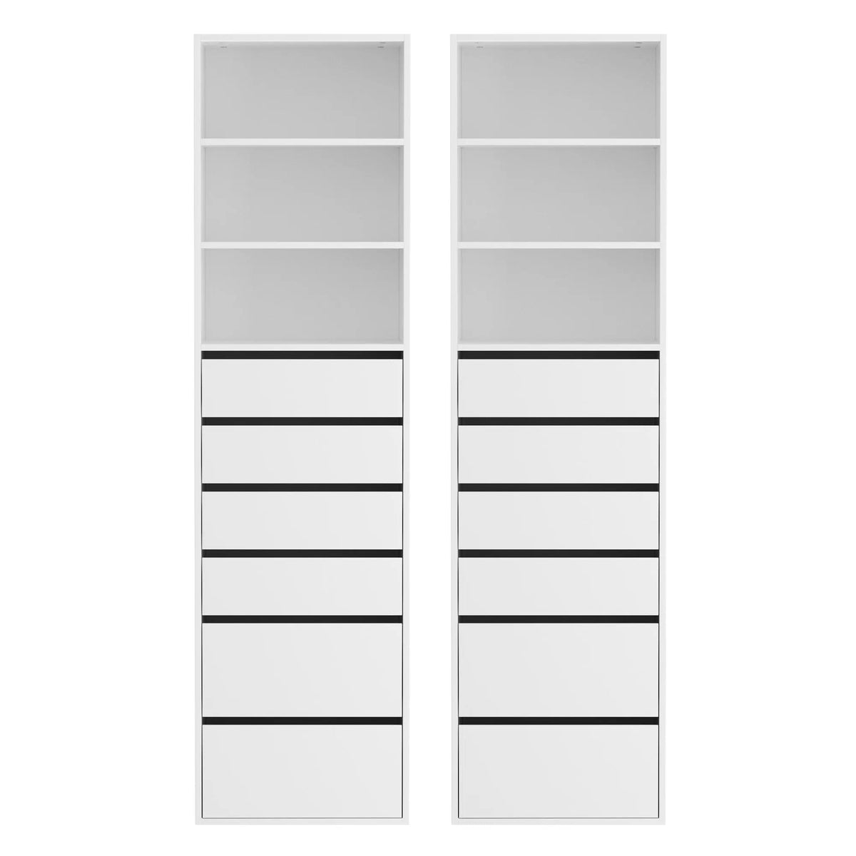 Artiss 2x Chest of 6 Drawers Tallboy Cabinet Adjustable Shelf White - Image 4