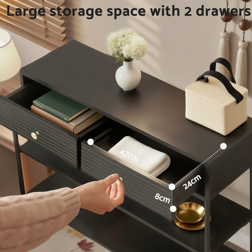 Artiss Console Table 3-Tier Black - Image 4