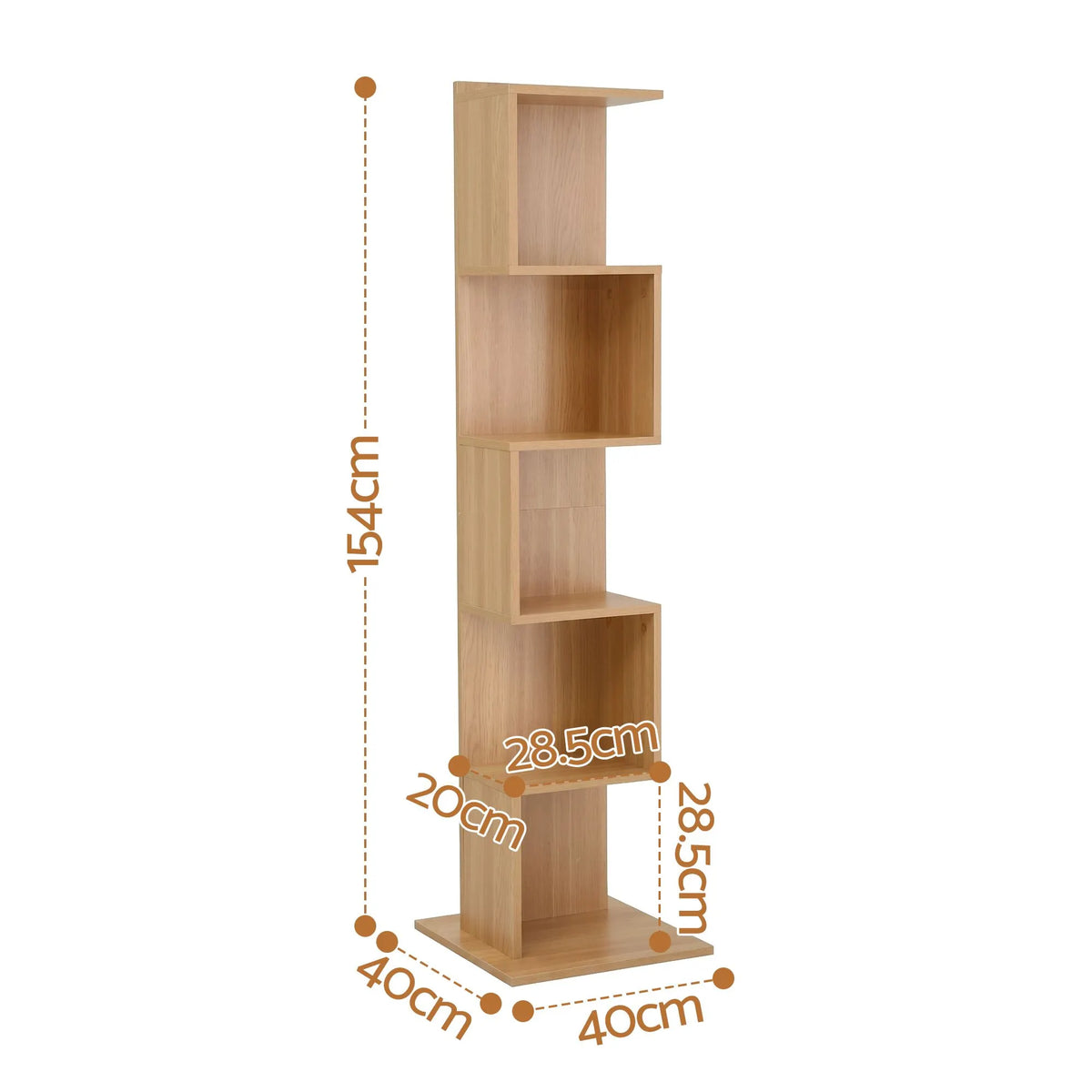 Artiss 5 Tiers Bookshelf S-shaped Bookcase Oak - Image 4