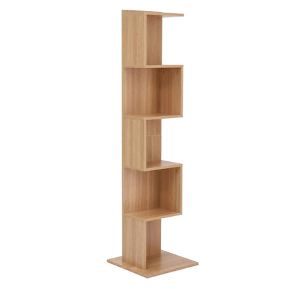 Artiss 5 Tiers Bookshelf S-shaped Bookcase Oak - Image 5